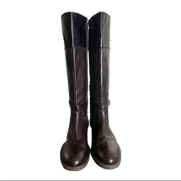 Enzo Angiolini Two Tone Leather Riding Boots - Picture 1 of 3